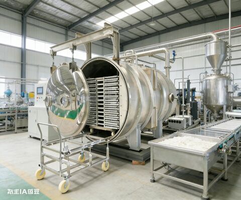 Costruito per prodotti farmaceutici e cibo alla rinfusa. Liofilizzatore commerciale 150 kg per lotto, camera in acciaio inossidabile e controllo della temperatura di precisione.