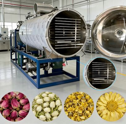 Liofilizzatore con alimentazione 220V 380V 3PH, inclusa unità di refrigerazione  o Leybold, progettato per la conservazione degli alimenti