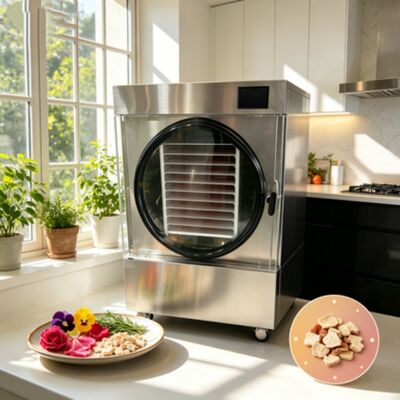 Pompa a vuoto a due fasi Baosi piccolo freeze dryer con una capacità da 20 a 25 kg ottimizzato per la conservazione e l'essiccazione dei campioni