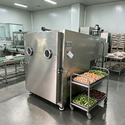 Limite di vuoto inferiore o uguale a 13 Pa Asciugatrice a congelamento per ortaggi con controllo PLC e dimensione complessiva 3800 1700 2000 mm che assicura la rimozione dell'umidità