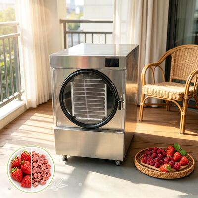 Mini freeze dryer da 20 a 25 kg di capacità costruito in acciaio inossidabile SUS304 che garantisce prestazioni e affidabilità durature